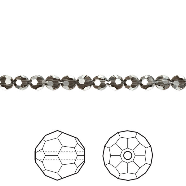 Bead 12pk crystal silver night, Crystal Passions® 4mm round 5000 image number 0