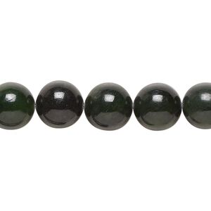 Nephrite jade 1pkg1, round bead natural 15.5-16 inch 10mm