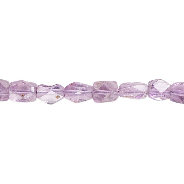 Bead, amethyst (natural), 7x5mm faceted rectangle, B grade, Mohs hardness 7. Sold per 15-1/2" to 16" strand. image number 0