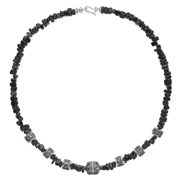 Necklace, One of a Kind Jewelry, blackstone (dyed) and sterling silver, 18 inches. Only one available. image number 0