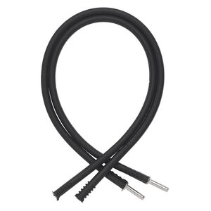 Bracelet cord, silicone and stainless steel, black, 3mm round, 7-1/2 inches with pop-style clasp. Sold per pkg of 2.
