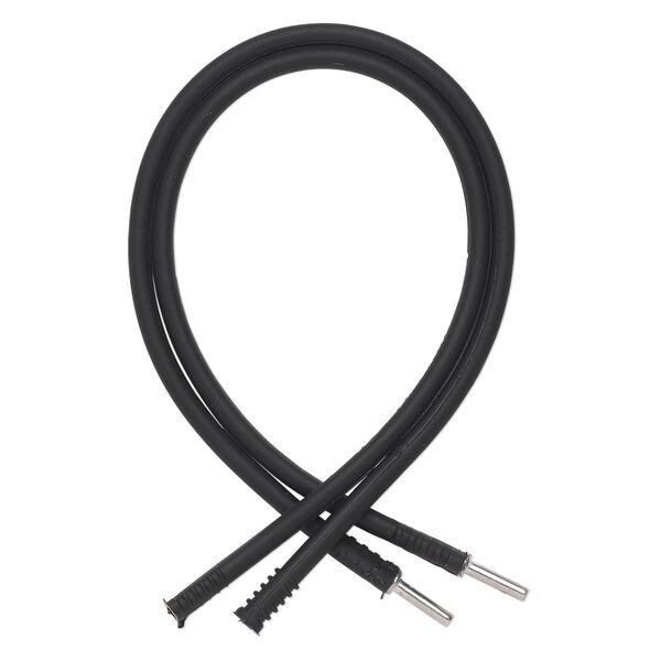 Bracelet cord, silicone and stainless steel, black, 3mm round, 7-1/2 inches with pop-style clasp. Sold per pkg of 2. image number 0