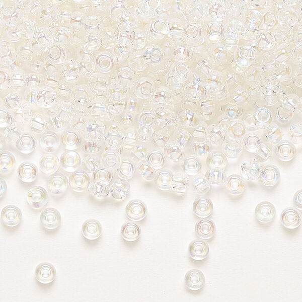 Seed bead, Preciosa Ornela, glass, translucent rainbow crystal clear, #8 rocaille. Sold per 500-gram pkg. image number 0