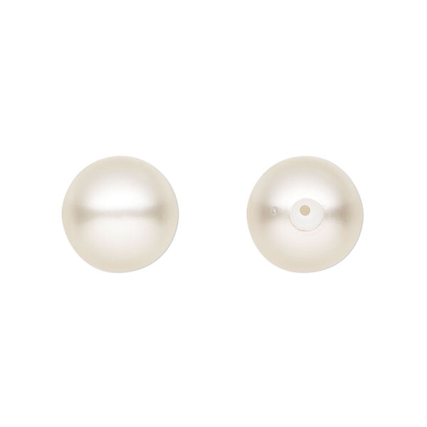 Pearl 4pk white, Preciosa Czech crystal 12mm half-drilled round image number 0