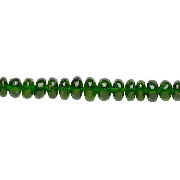Bead, chrome diopside (natural), 4x2mm-6x3mm graduated hand-cut rondelle, B+ grade, Mohs hardness 5-1/2 to 6. Sold per 8-inch strand, approximately 75-90 beads. image number 0