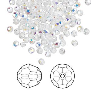 Bead 144pk crystal AB, Crystal Passions® 3mm round 5000