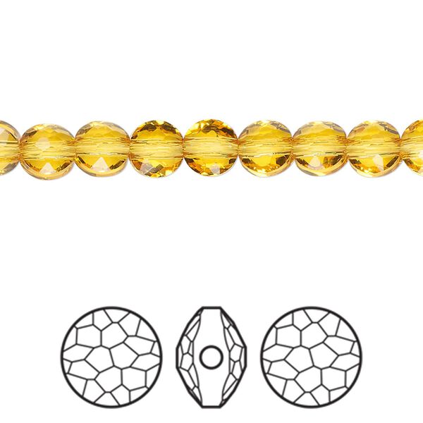 Bead 4pk light topaz, Crystal Passions® 6mm puffed round 5034 image number 0