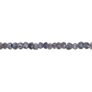 Iolite 1pkg1, hand-cut faceted rondelle bead natural 13 inch 3x2mm-4x3mm
