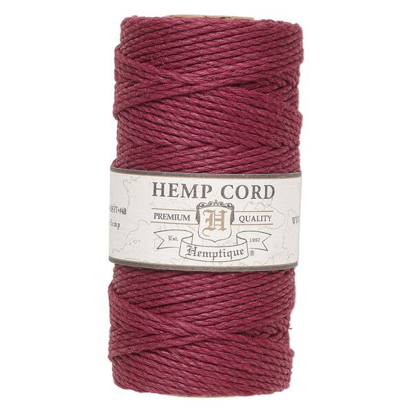 Cord, Hemptique®, polished hemp, burgundy, 1.8mm diameter, 48-pound test. Sold per 205-foot spool. image number 0