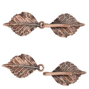 Clasp hook 1pkg1 copper-plated, 51x15mm leaf, antique brass JBB Findings 1-strand