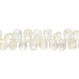 Prehnite 1pkg1, hand-cut top-drilled faceted teardrop bead natural 8 inch 7x4mm-8x6mm