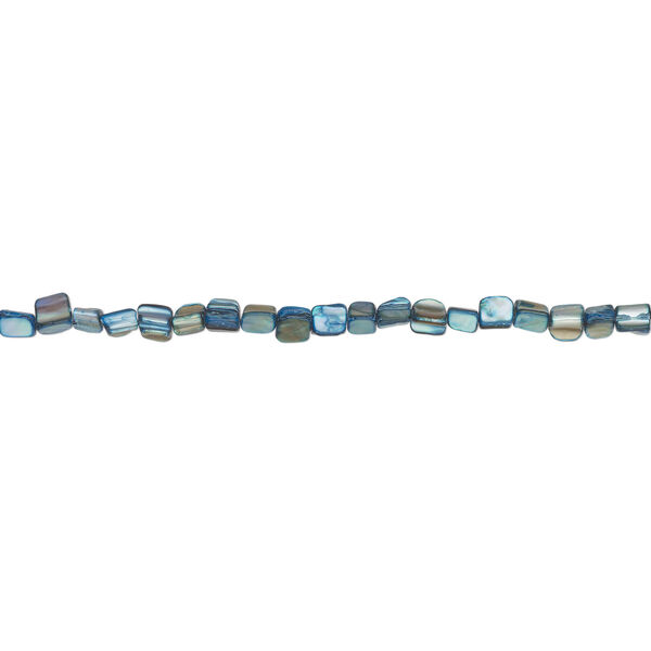 Mother-of-pearl shell 1pkg1, triangle tube bead 14 inch dark aqua 6x6mm-11x8mm image number 1