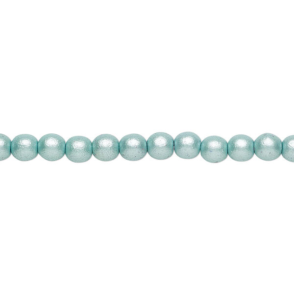 Bead, Czech glass druk, opaque satin green, 4mm round. Sold per 15-1/2" to 16" strand. image number 0