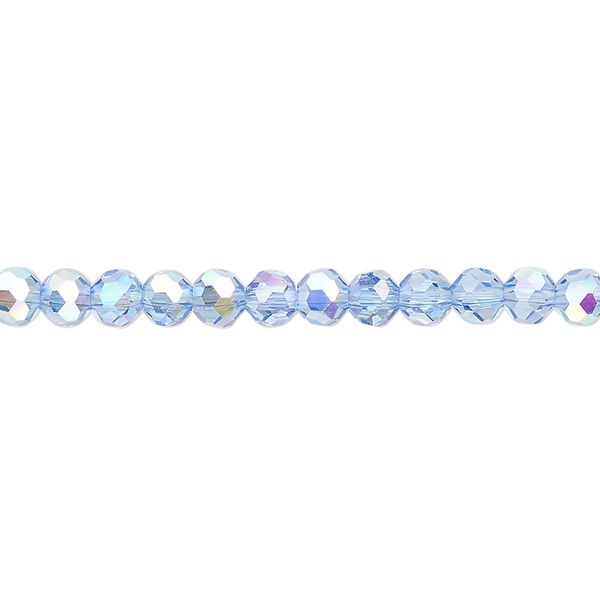 Bead 1pk 32 facets translucent light blue AB, Celestial Crystal® 4mm round 15.5-16 inch image number 0