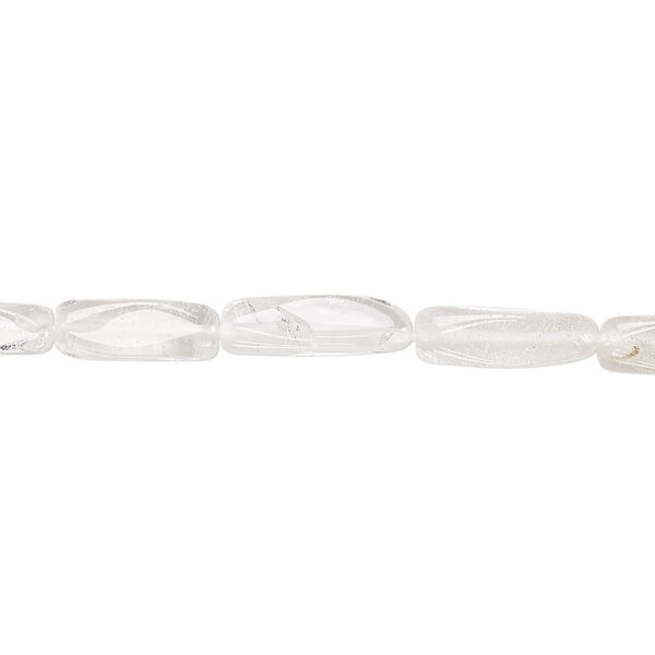 Bead 1pkg1 quartz crystal, 10x4mm-16x5mm hand-cut tumbled faceted square tube C grade, 13 inch natural image number 0