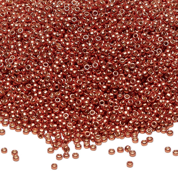 Seed bead, Miyuki, glass, pkg/250g, #15 rocaille, Duracoat® opaque galvanized copper, (RR-4207). image number 0