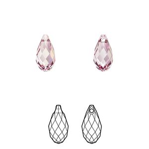Briolette 2pk dark rose, Crystal Passions® 11x5.5mm pendant drop 6010