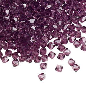 Bead 144pk amethyst, Preciosa Czech crystal 4mm bicone