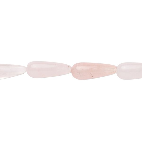 Rose quartz 1pkg1, teardrop bead natural 15.5-16 inch 14x5mm image number 0