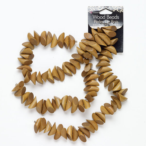 Bead, wood 1pkg93, natural, 20x8mm-24x8mm sliced tube. image number 0