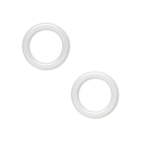 Component, zirconia ceramic, white, 15mm open ring with 10.5mm center hole. Sold per pkg of 2. image number 0