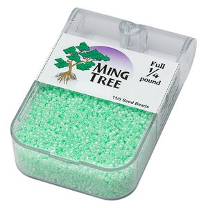 Seed bead, Ming Tree™, glass, pkg/1/4 pound, #11 round, opaque ceylon green.