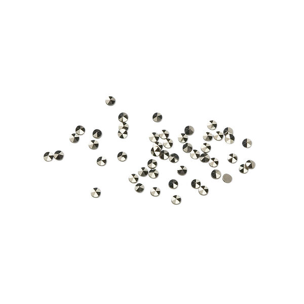 Gem, marcasite (natural), 1.5mm flat-backed faceted round, B grade. Sold per pkg of 50. image number 0