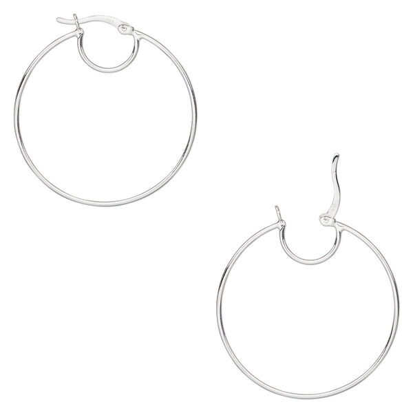 Hoop, sterling silver, 35mm round with closed loop, 19 gauge. Sold per pair. image number 0