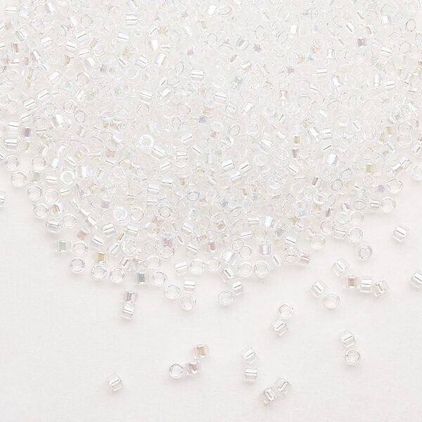 Seed bead, Delica®, glass, pkg/7.5g, #11 round, translucent rainbow crystal clear (DB-0051). image number 0