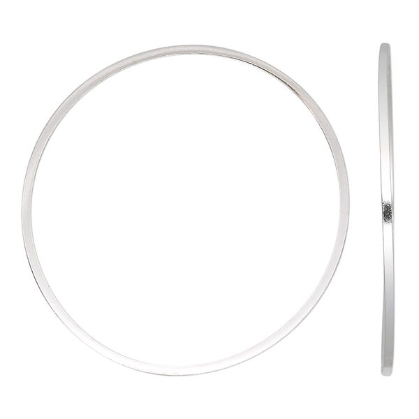 Focal, sterling silver, 40mm round square wire. Sold per pkg of 2. image number 0