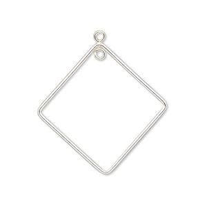 Drop, sterling silver-filled, 28x28mm open diamond with loop. Sold per pkg of 2.