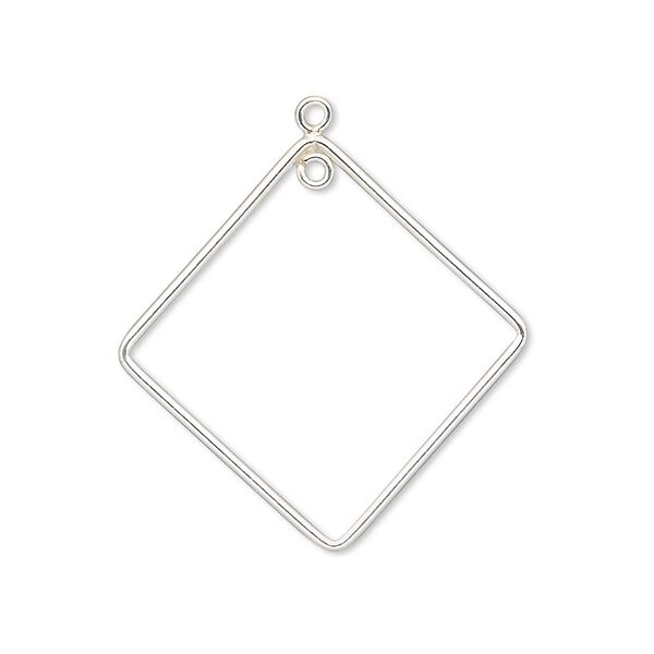 Drop, sterling silver-filled, 28x28mm open diamond with loop. Sold per pkg of 2. image number 0