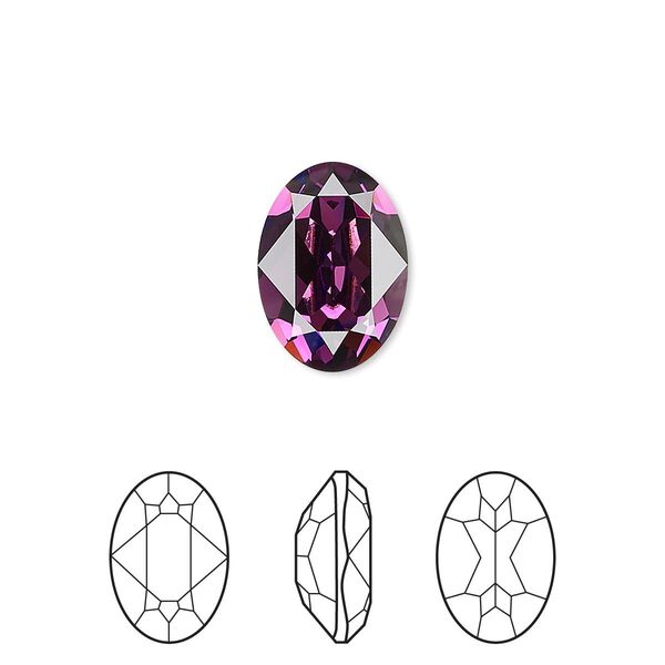 Fancy stone 1pk amethyst foil back, Crystal Passions® 14x10mm oval 4120 image number 0