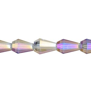 Bead, glass, crystal vitrail, 10x8mm faceted teardrop. Sold per 15-1/2 to 16-inch strand.