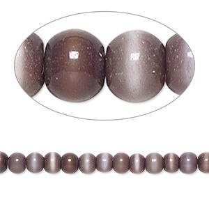 Bead, cat's eye glass (fiber optic glass), purple, 3-4mm round. Sold per 15-inch strand.