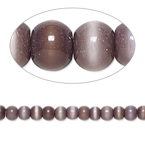 Bead, cat's eye glass (fiber optic glass), purple, 3-4mm round. Sold per 15-inch strand. image number 0