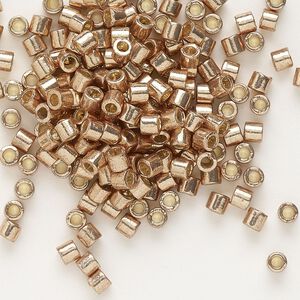Seed bead, Delica®, glass, pkg/250g, #8 round, Duracoat® opaque galvanized champagne (DBL-1834).