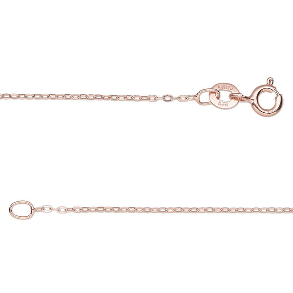 Chain, Gossamer™, rose gold-plated sterling silver, 1mm flat cable, 18 inches with springring clasp. Sold individually. image number 0