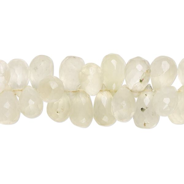 Prehnite 1pkg1, matte hand-cut set pattern top-drilled micro-faceted teardrop bead natural 7 inch 9x5mm-11x6mm image number 0