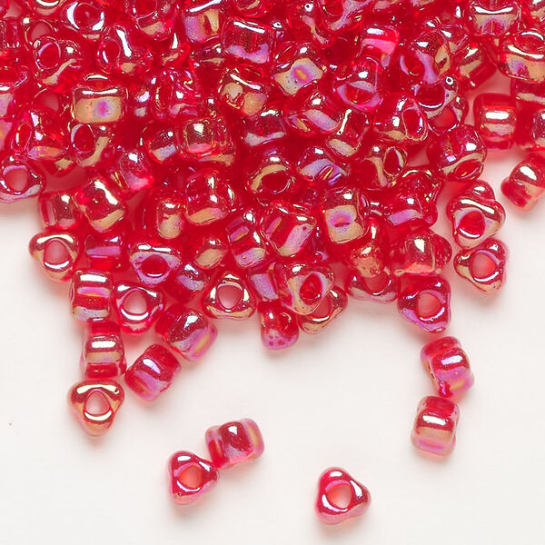 Seed bead, Miyuki 1pkg10g, glass, #5 triangle, translucent rainbow red (TR-1158) image number 0