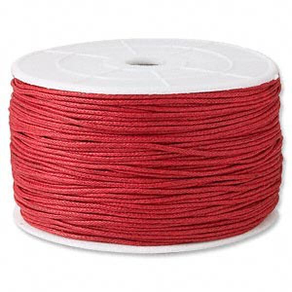 Cord, waxed cotton, red, 2mm, 50+ pound test. Sold per 25-meter spool. image number 0