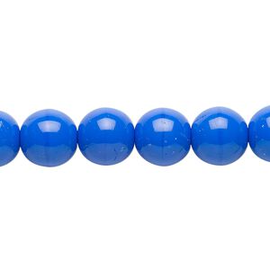Bead, Czech glass druk, opaque blue, 10mm round. Sold per 15-1/2" to 16" strand.