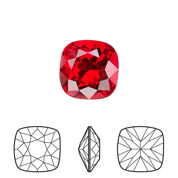 Fancy stone 6pk light Siam foil back, Crystal Passions® 12mm cushion 4470 image number 0