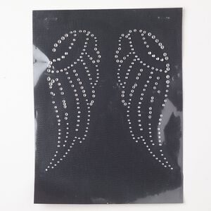 Transfer 1pk crystal silver foil back 6-1/2x5-3/4 inch iron-on angel wings