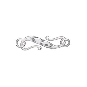 Clasp S-hook 1pkg1 sterling silver, 22x7mm flat double-sided / 5mm jump ring, antiqued 1-strand
