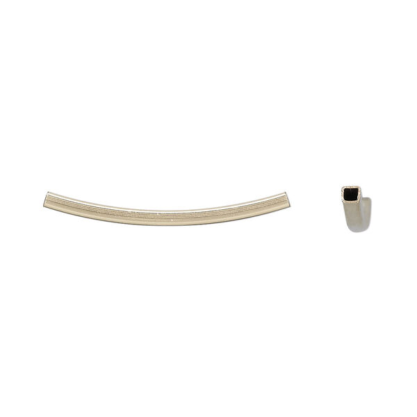 Bead, 14Kt gold-filled, 26x2mm smooth curved square tube. Sold individually. image number 0
