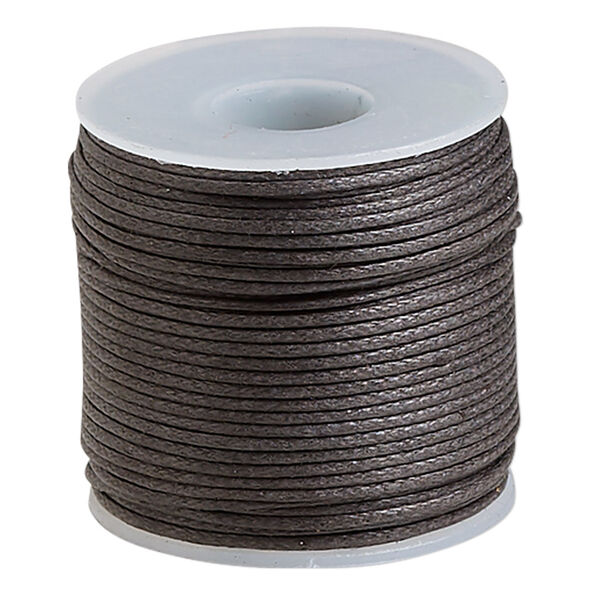 Cord, waxed cotton, brown, 0.5mm. Sold per 25-meter spool. image number 0