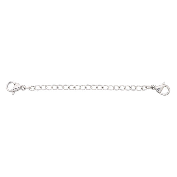 Extender chain, stainless steel, 2.4mm curb, 2 inches with double lobster claw clasp. Sold individually. image number 0
