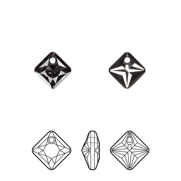 Drop 4pk crystal silver night, Crystal Passions® 9mm pendant princess cut 6431 image number 0