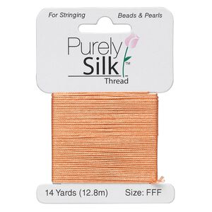 Thread, Purely Silk™, tangerine, size FFF. Sold per 14-yard card.